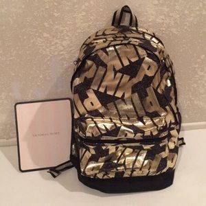 Black and Gold backpack from #PINK #VICTORIASECRET